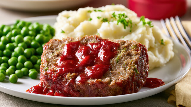 classic american meatloaf slice on a plate