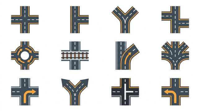 Collection of various road intersection designs and layouts.