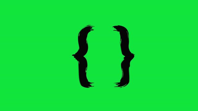 Curly Braces Symbol Animation on Green Screen Background