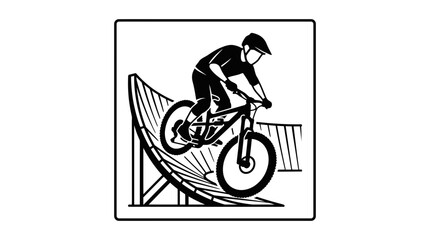 Naklejka premium Mountain Biker Jumping Ramp