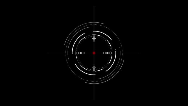 Futuristic hud target reticle overlay with animated digital scope