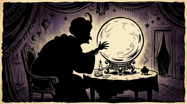 Man looking into crystal ball magic.