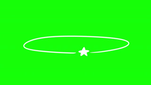 2D animation of single white star looping on spinning orbital path line. Concept of minimal dizziness, confusion, head spinning or comic effect alpha channel