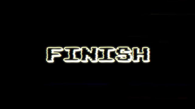 The word finish in bold, white block letters on a black background