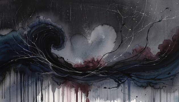 Dark Wave Texture Background with Dramatic Motion 荒波のような動きを持つ暗い背景　イラスト