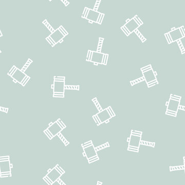 viking hammer weapon line seamless pattern viking hammer weapon thin line illustration