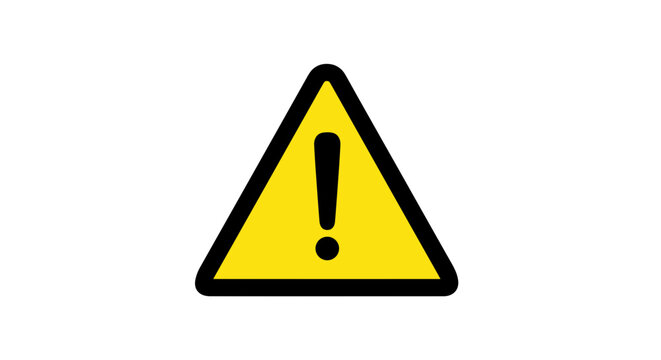 Yellow warning triangle with black border and exclamation mark inside