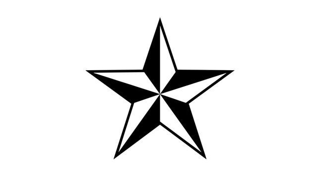 Nautical Star Icon - Black and White Simple Geometric Shape
