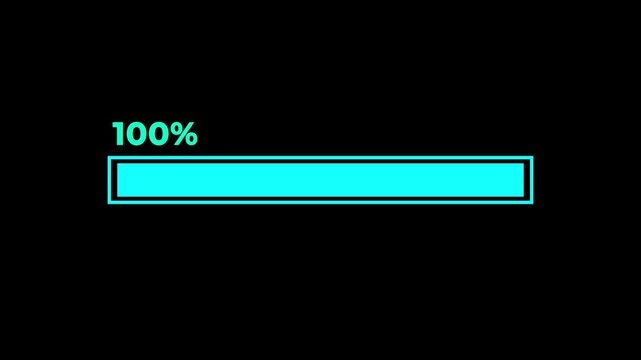 Loading bar, download bar progress, animated loading screen on black background