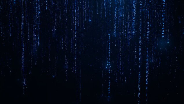 Digital code waterfall abstract background representing data flow and cybersecurity themes