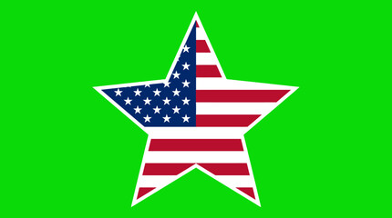 Obraz premium 4th July, Independence day of America. American flag star icon, USA patriotic symbol, green background, vector graphic vector