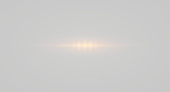 A vibrant amber-gold beam stretches horizontally with soft glowing edges and brilliant highlights. Sparkling dust creates a magical visual atmosphere. Perfect for transparent PNG decorative designs.