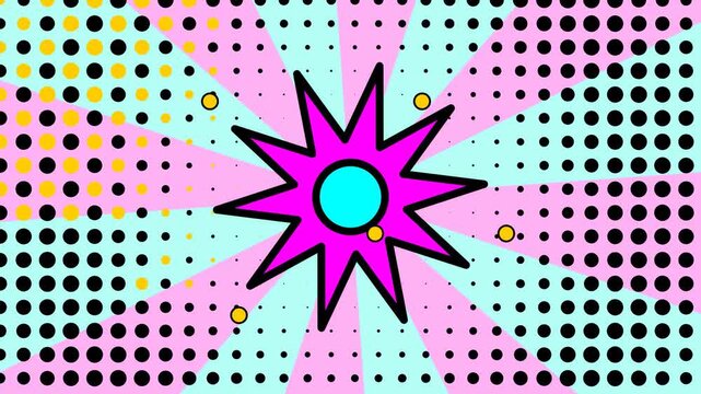 Abstract Retro Pop Art Motion Graphic With Rotating Pink Star Shape