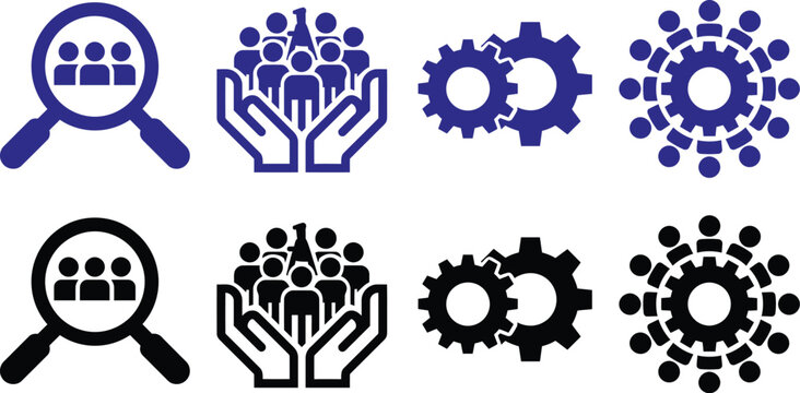 Teamwork vector icon set representing group management