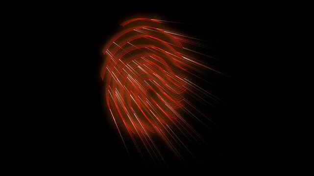 Finger print animated icon, fingerprints identity looping isolated, Fingerprint lock secure concept. futuristic digital processing of the biometric scanning, application security on black screen. 4k
