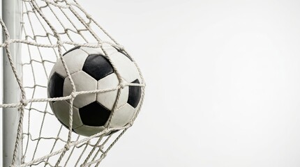 Naklejka premium Football 2026 goal soccer ball in net close up view of victory