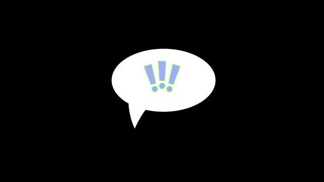 Animated exclamation mark speech bubble on black background