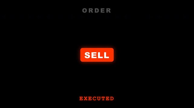 Trading order sell executed animation for stock market or crypto exchange
