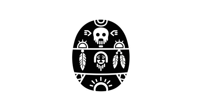Tribal style skull icon with indigenous decorative elements.