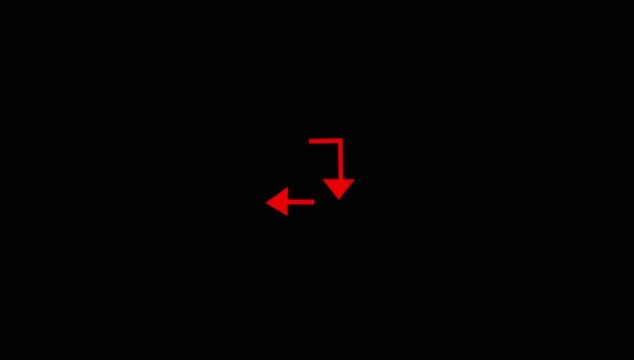Red right angle turn arrow icon on black background a sharp angular indicating a or set against dark background clean