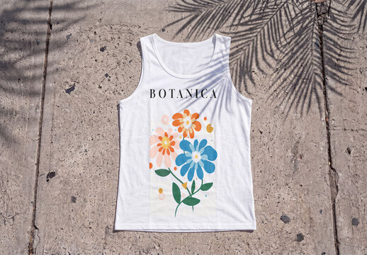 Mockup of Blank Tank Top on Concrete in L.A.