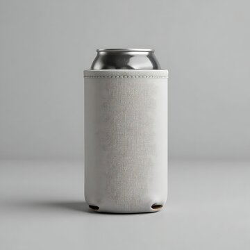 Blank grey beer can cooler sleeve for soda or beverage drink. beer koozie