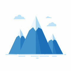 Fototapeta premium Flat design illustration of snow-capped mountains and clouds