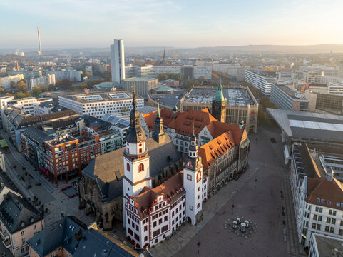 Chemnitz. Germany. Chemnitz city view from ancient clow tower during overcast weather.