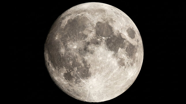 Detailed Full Moon Against Black Background