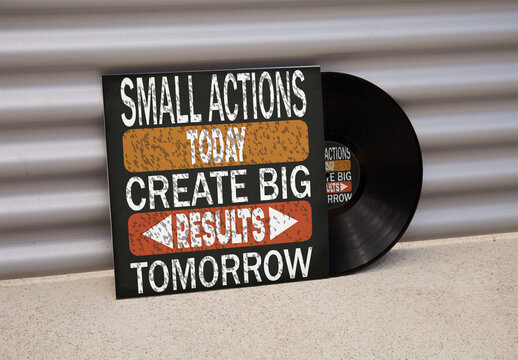 Mockup of white sleeve cover and label vinyl