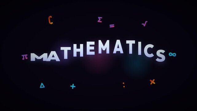 Mathematics Word Art with Symbols and Equations Floating.