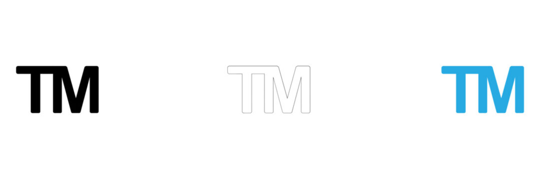Modern tm logo monogram icon set isolated on transparent background, Vector