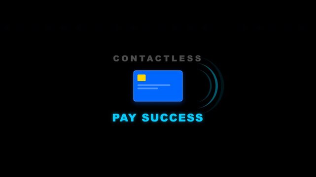 Contactless pay success animation with credit card and NFC icon

