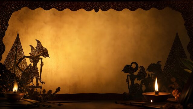 Wayang Kulit Shadow Puppet Show Javanese Traditional Performance Leather Blank Banner