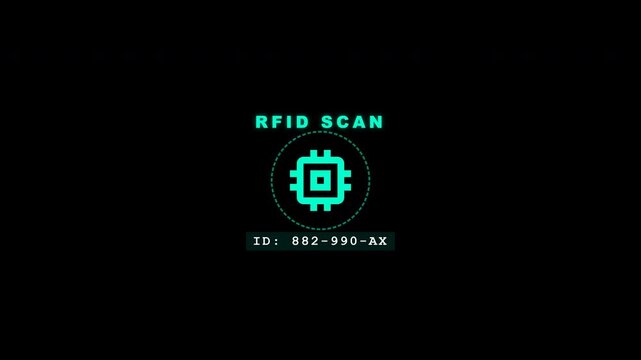 Green biometric RFID scan animation for identity verification and access
