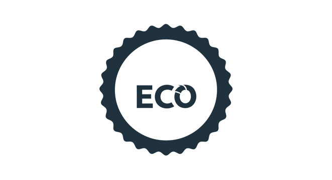 Eco friendly circular badge symbol for sustainable products.