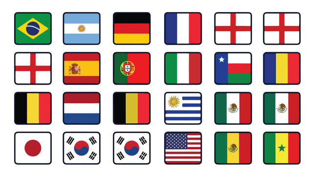 Collection of national flags from various countries around the world on white background