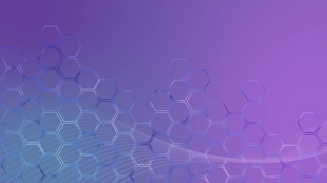Futuristic hexagon network background animation, Abstract background hexagonal grid pattern and flowing lines, futuristic tech concept