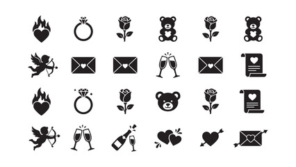 Obraz premium Valentine's Day and Love Themed Icons Collection