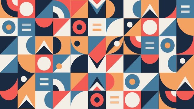 Modern Abstract Geometric Vector Pattern with Minimalist Bauhaus Style Shapes