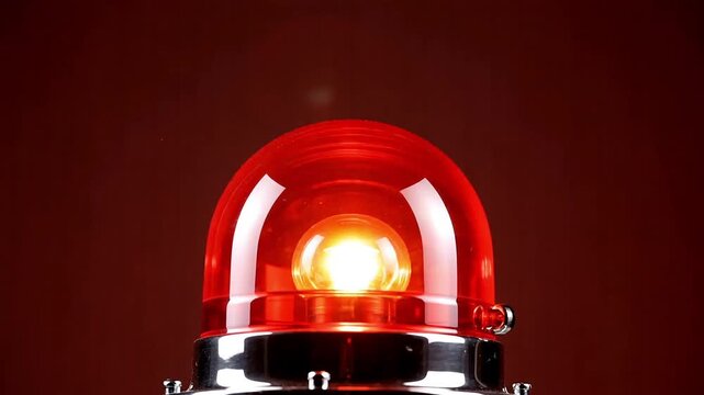 Red emergency siren light flashing against a dark background