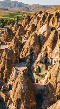 Kandovan Iran volcanic tufa rock dwellings carved ancient village 700 years inhabited fine art architecture