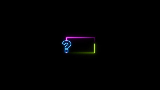 Neon question mark frame animation with glowing colorful border