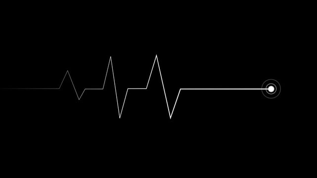 Ekg heartbeat monitor pulse line animation on black background