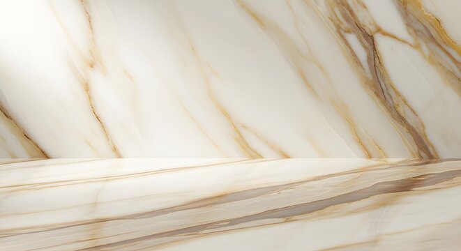 Elegant white marble texture with gold veins, creating a luxurious and sophisticated background for product display.