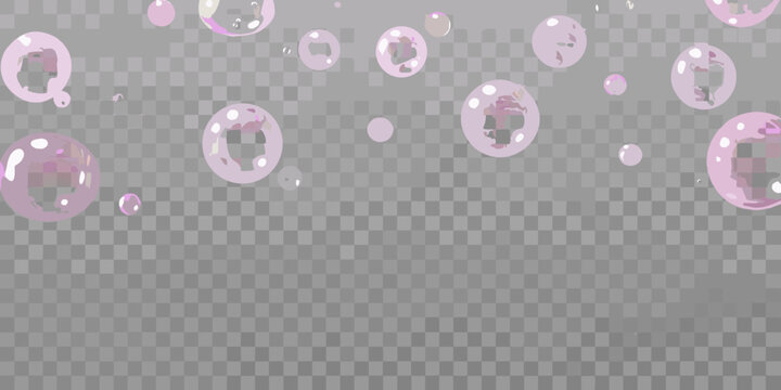 Translucent Bubbles With Iridescent Highlights On Transparent Background