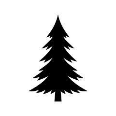 Coniferous pine tree silhouette icon for forest or winter holiday design © rrr