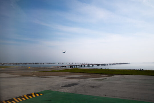 A flight landing at an airport