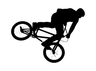 Obraz premium Silhouette of a bmx rider performing a stunt jump vector art