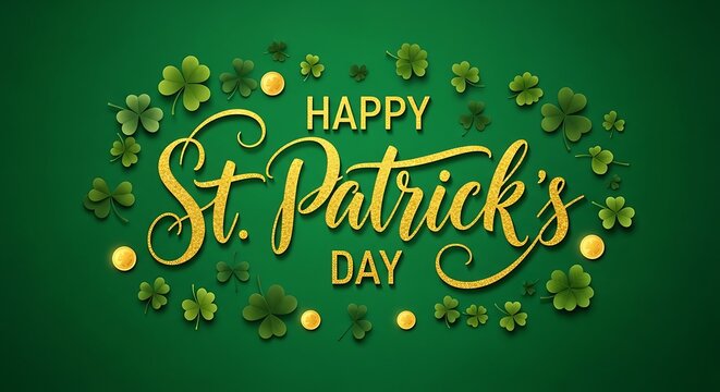 St Patricks Day celebration background with shamrocks.
